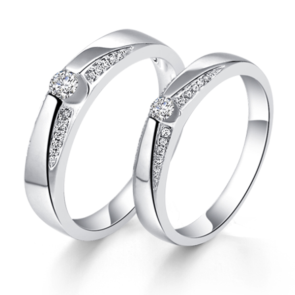 比翼双飞-白18K金钻石对戒