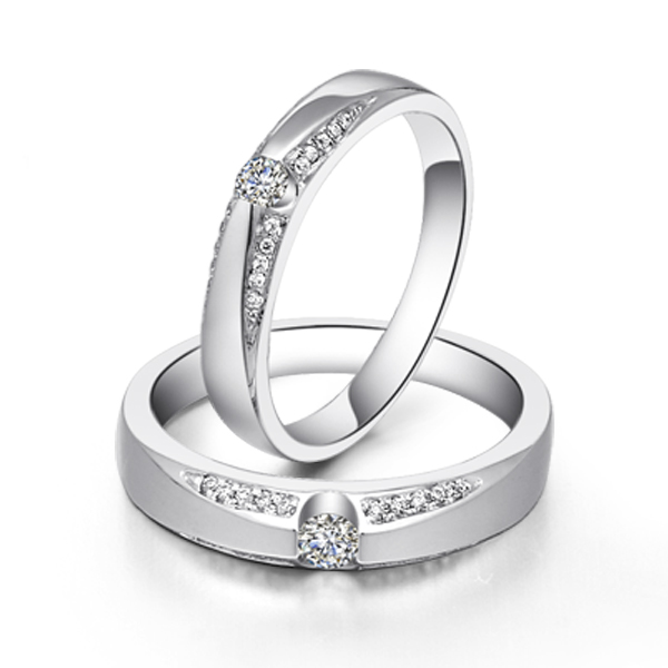 比翼双飞-白18K金钻石对戒
