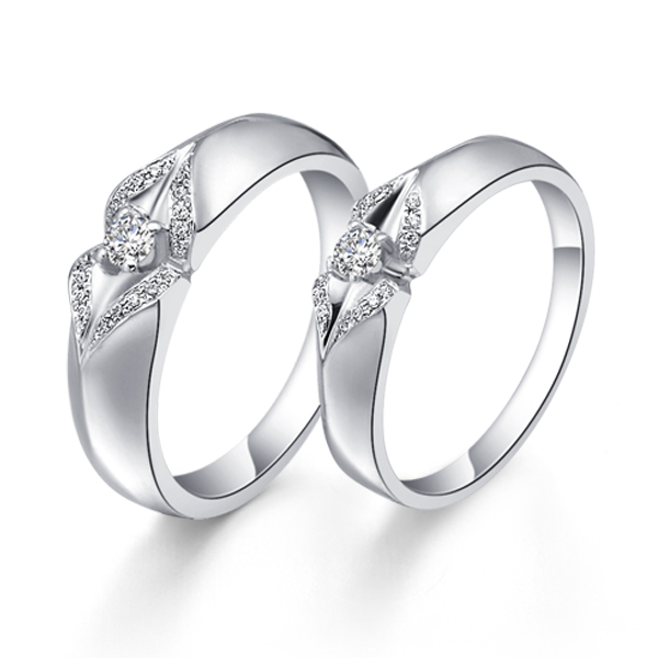 亲吻-白18K金钻石对戒