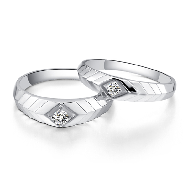 羽翼-白18K金钻石对戒