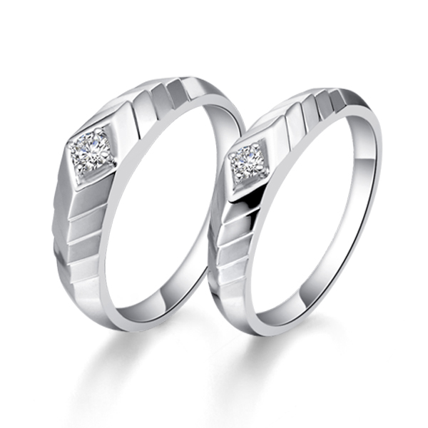 羽翼-白18K金钻石对戒