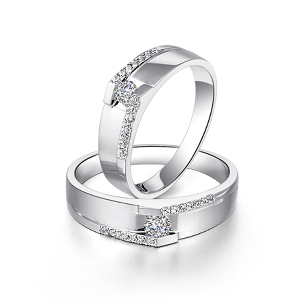 伦巴-白18K金钻石对戒