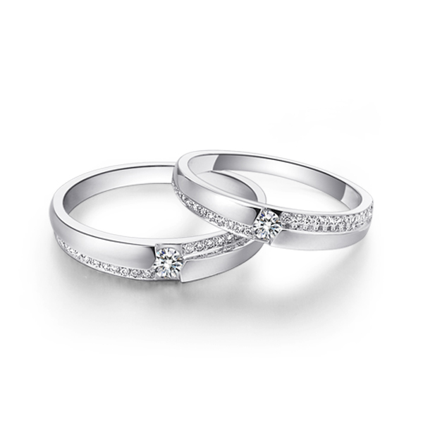 炽烈-白18K金钻石对戒