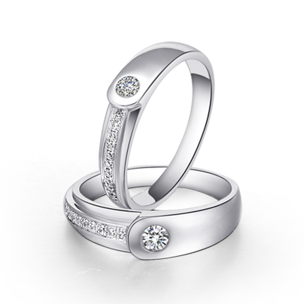 包容-白18K金钻石对戒