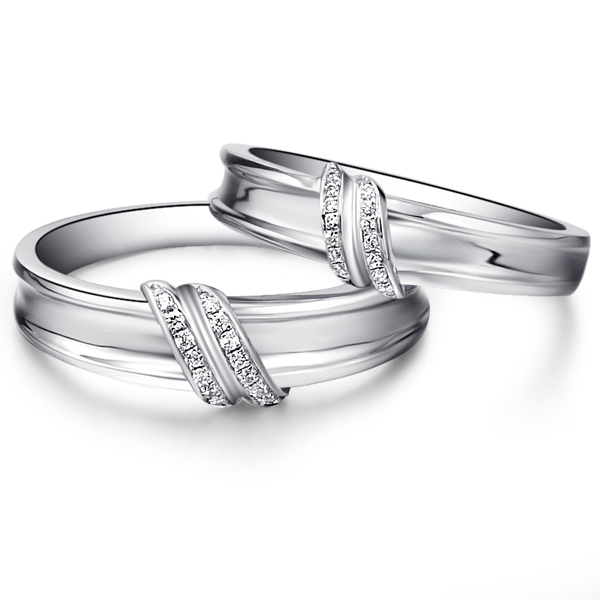 公主与驸马-白18K金钻石对戒