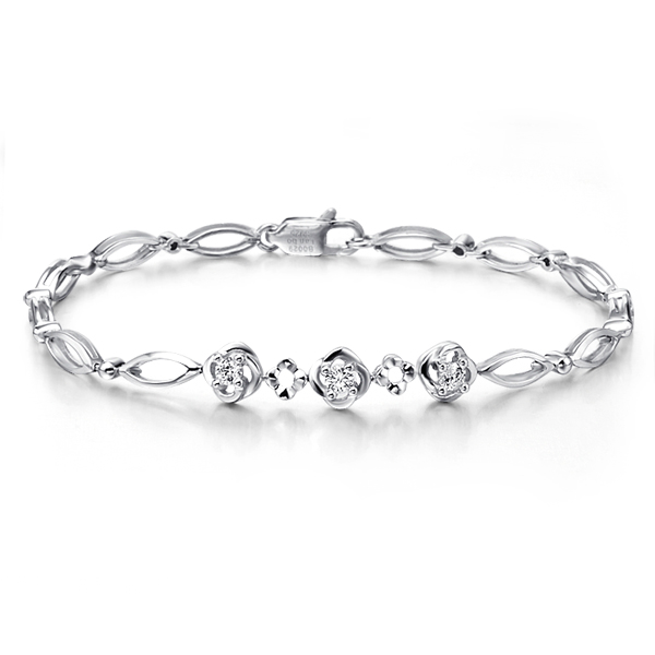 礼物-白18K金钻石手链