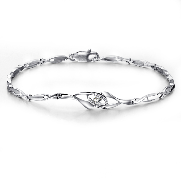 因爱牵手-白18K金钻石手链