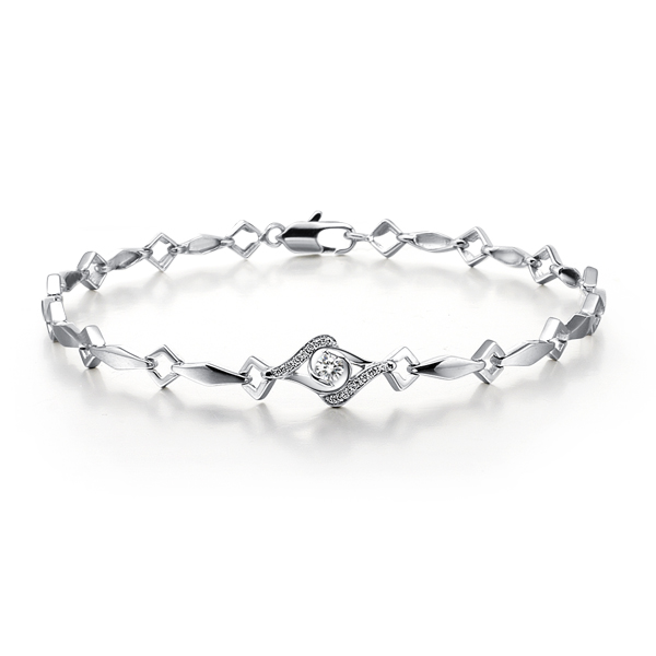 眼眸-白18K金钻石手链