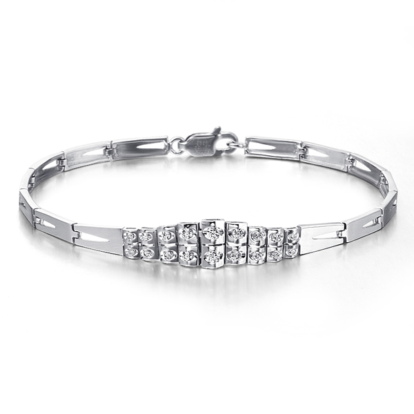 卓越-白18K金钻石手链