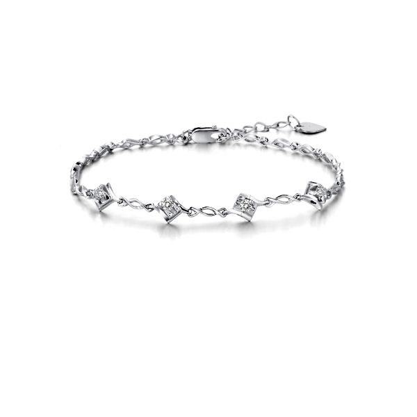 海伦-白18K金钻石手链