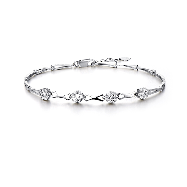 雅典娜-白18K金钻石手链