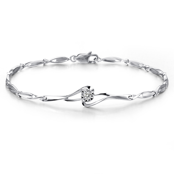 伊人-白18K金钻石手链