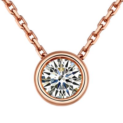 18k白金黄金玫瑰金钻石锁骨链 滑动钻石吊坠项链 项坠女